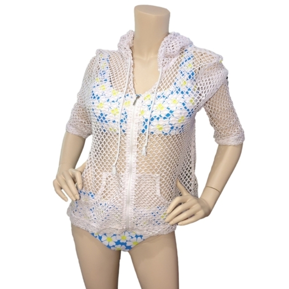 Swimsuit cover-up medium M  Womens White mesh size Vintage - Picture 1 of 8
